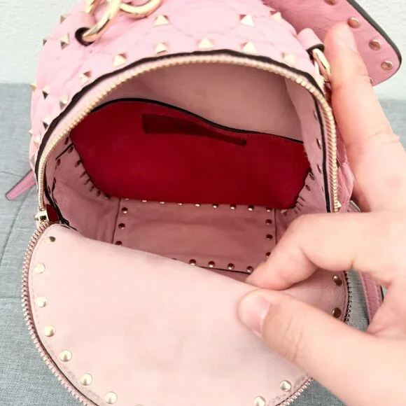 Authentic Valentino Pink Rockstud Mini Backpack Bag - Picture 10 of 12
